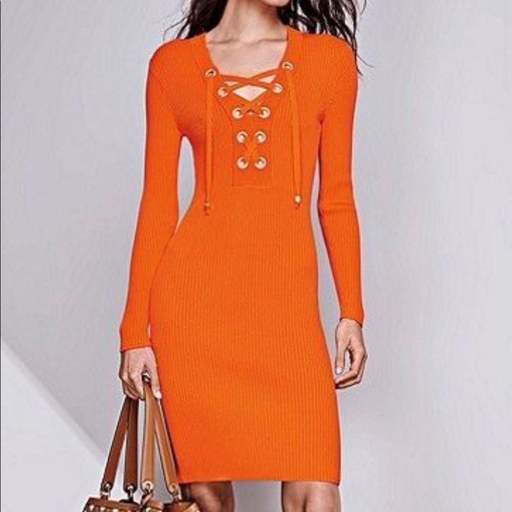 Michael Kors Lace Up Ribbed Dress